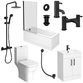 Arezzo Matt Black Complete Modern Bathroom Package