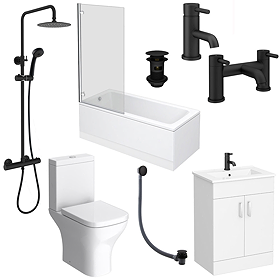 Arezzo Matt Black Complete Modern Bathroom Package