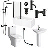 Arezzo Matt Black Complete Modern Bathroom Package (incl. L-Shaped Bath)