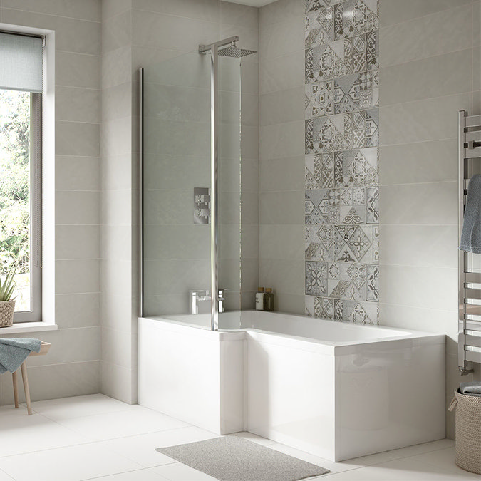 Arezzo Matt Black Complete Modern Bathroom Package (Inc. L-Shaped Bath) Newest Large Image