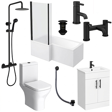 Arezzo Matt Black Complete Modern Bathroom Package