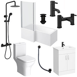 Arezzo Matt Black Complete Modern Bathroom Package