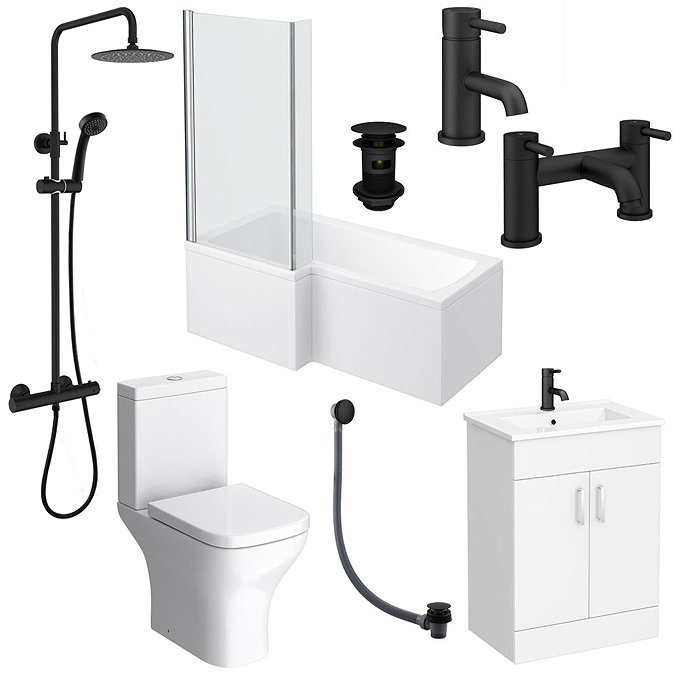 Arezzo Matt Black Complete Modern Bathroom Package