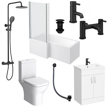 Arezzo Matt Black Complete Modern Bathroom Package  Profile Large Image