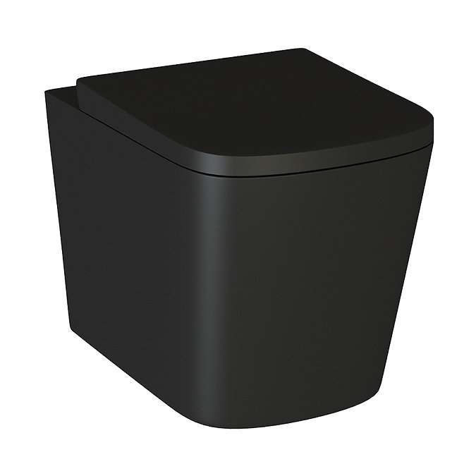 Arezzo Matt Black Complete Wall Hung Square Toilet & 400mm Basin Set - Matt Black Flush