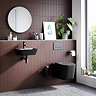 Arezzo Matt Black Complete Wall Hung Square Toilet & 400mm Basin Set - Matt Black Flush