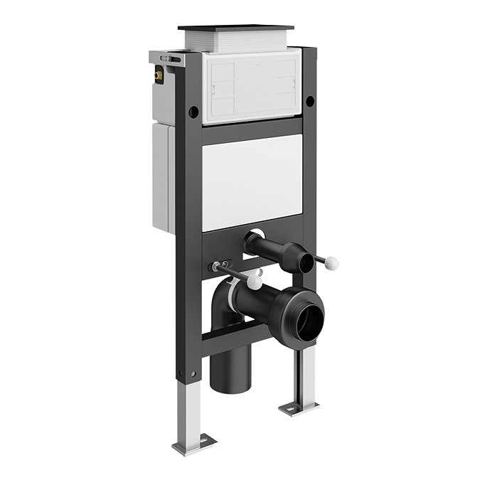 Arezzo Matt Black Complete Wall Hung Square Toilet Set - Matt Black Flush
