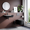 Arezzo Matt Black Complete Wall Hung Square Toilet Set - Matt Black Flush