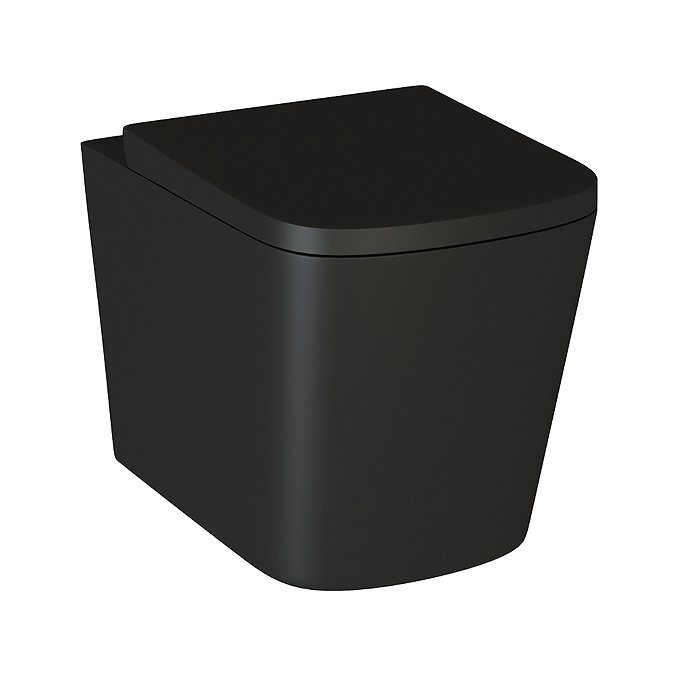 Arezzo Matt Black Complete Wall Hung Square Toilet Set - Matt Black Flush