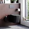 Arezzo Matt Black Complete Wall Hung Square Toilet Set - Matt Black Flush