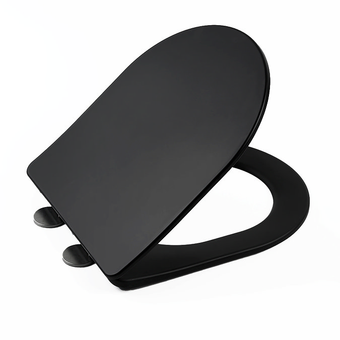 Arezzo Matt Black Complete Wall Hung Toilet and 400mm Basin Set - Matt Black Flush
