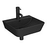 Arezzo Matt Black Complete Wall Hung Toilet and 400mm Basin Set - Matt Black Flush