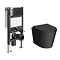Arezzo Matt Black Complete Wall Hung Toilet Set - Matt Black Flush