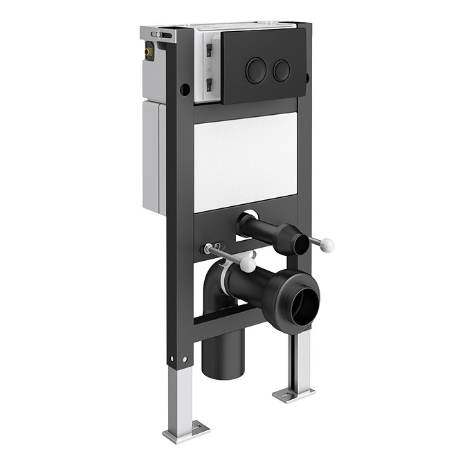 Arezzo Matt Black Complete Wall Hung Toilet Set - Matt Black Flush