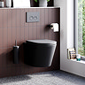 Arezzo Matt Black Complete Wall Hung Toilet Set - Matt Black Flush