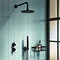 Arezzo Matt Black Concealed Individual Diverter + Thermostatic Control Valve with Handset + 200mm Sh