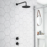 Arezzo Matt Black Concealed Individual Stop Tap + Thermostatic Control Shower Valve  In Bathroom Large Image