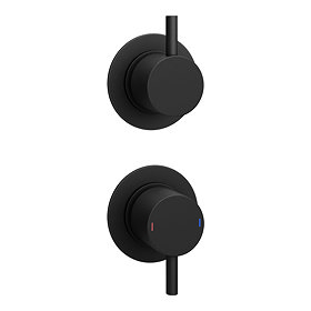 Arezzo Matt Black Concealed Individual Stop Tap + Thermostatic Control Shower Valve Large Image