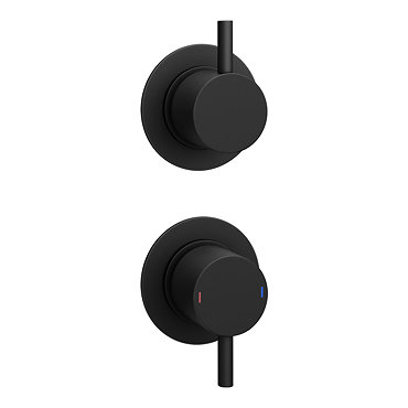 Arezzo Matt Black Concealed Individual Stop Tap + Thermostatic Control Shower Valve  Feature Large I
