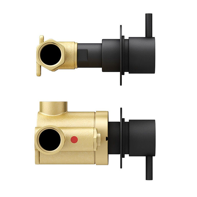 Arezzo Matt Black Concealed Individual Stop Tap + Thermostatic Control Valve with 200mm Shower Head Newest Large Image