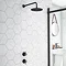 Arezzo Matt Black Concealed Individual Stop Tap + Thermostatic Control Valve with 200mm Shower Head 