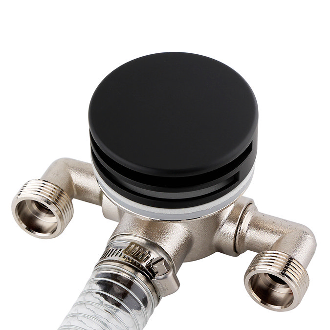 Arezzo Matt Black Bath Side Valves with Overflow Filler & Click Clack Waste