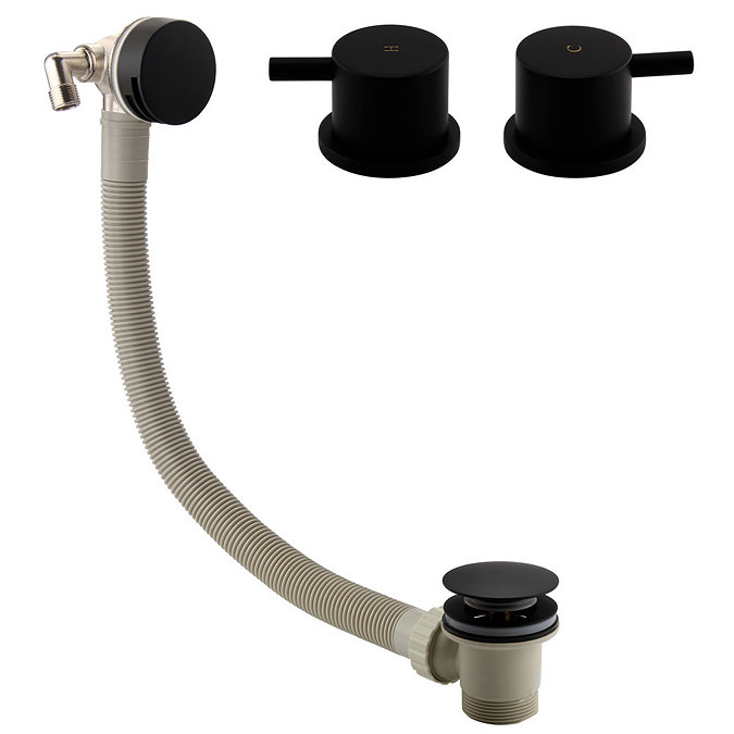 Arezzo Matt Black Deck Bath Side Valves with Freeflow Bath Filler  Profile Large Image