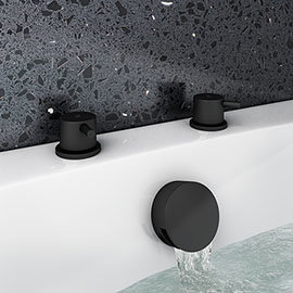 Arezzo Matt Black Deck Bath Side Valves with Freeflow Bath Filler Medium Image