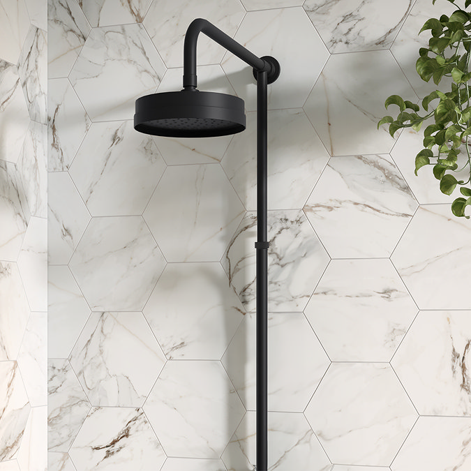 Arezzo Matt Black Dual Exposed Thermostatic Shower Valve with Rigid Riser Kit