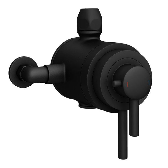 Arezzo Matt Black Dual Exposed Thermostatic Shower Valve with Rigid Riser Kit