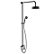 Arezzo Matt Black Dual Exposed Valve with Rigid Riser Kit, 195mm Shower Head, Handshower & Diverter