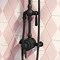 Arezzo Matt Black Dual Exposed Valve with Rigid Riser Kit, 195mm Shower Head, Handshower & Diverter