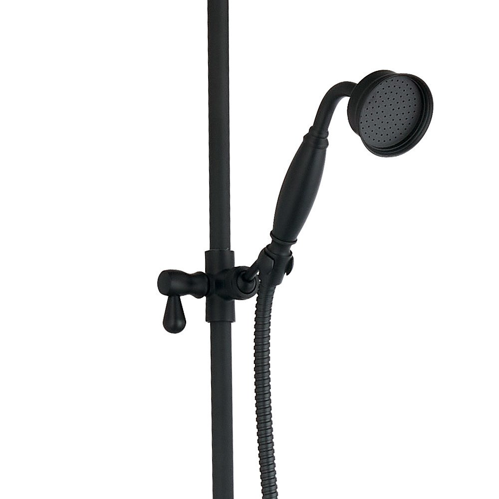 Arezzo Matt Black Dual Exposed Valve with Rigid Riser Kit, 195mm Shower