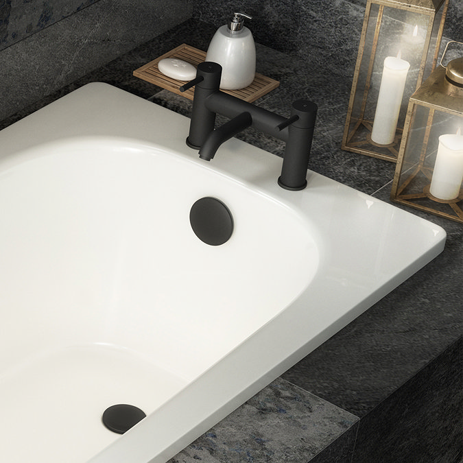 Arezzo Matt Black Easy Clean Click Clack Bath Waste with Overflow  Standard Large Image