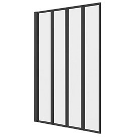 Arezzo Matt Black Folding Bath Screen (800mm Wide - 4 Fold Concertina) Large Image