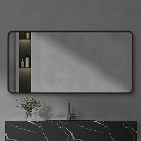 Arezzo Matt Black Framed Bathroom Mirror - 1400 x 700mm