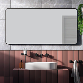 Arezzo Matt Black Framed Bathroom Mirror - 1400 x 700mm