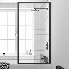 Arezzo Matt Black Framed Fixed Bath Screen (800 x 1500mm) Large Image