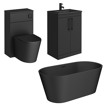 Arezzo Matt Black Free Standing Bathroom Suite