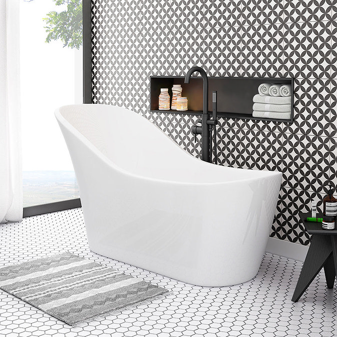 Arezzo Matt Black Freestanding Bath Tap with Shower Mixer  Profile Large Image