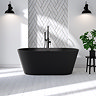 Arezzo Matt Black Freestanding Bathroom Suite (with Round Basin, Vanity Unit, WC Unit + Bath)