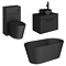 Arezzo Matt Black Freestanding Bathroom Suite (with Round Basin, Vanity Unit, WC Unit + Bath)