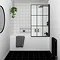 Arezzo Matt Black Grid Bath Screen with Curved Single Ended Bath  In Bathroom Large Image