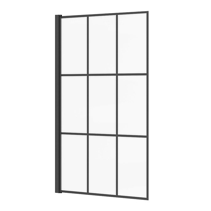 Arezzo Matt Black Grid Bath Screen with Square Single Ended Bath  Feature Large Image