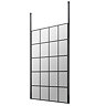 Arezzo Matt Black 1000mm Grid Free Standing Wet Room Screen with Black Double Ceiling Posts Large Im