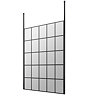 Arezzo Matt Black 1400mm Grid Free Standing Wet Room Screen with Black Double Ceiling Posts  Large I