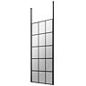  Arezzo Matt Black 700mm Grid Free Standing Wet Room Screen with Black Double Ceiling Posts Large Im