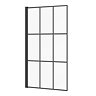 Arezzo Matt Black Grid Hinged Bath Screen (800 x 1400mm) Large Image