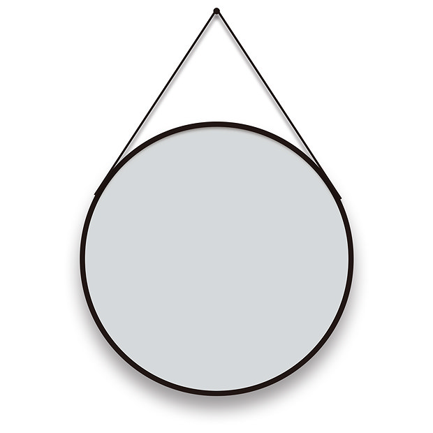 Arezzo Matt Black Hanging 600mm Round Bathroom Mirror