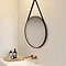 Arezzo Matt Black Hanging 600mm Round Bathroom Mirror